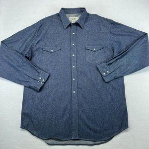 Rivercrest Denim Pearl Snap Shirt 2XLT XXL Tall Men's Button Up Dark Western